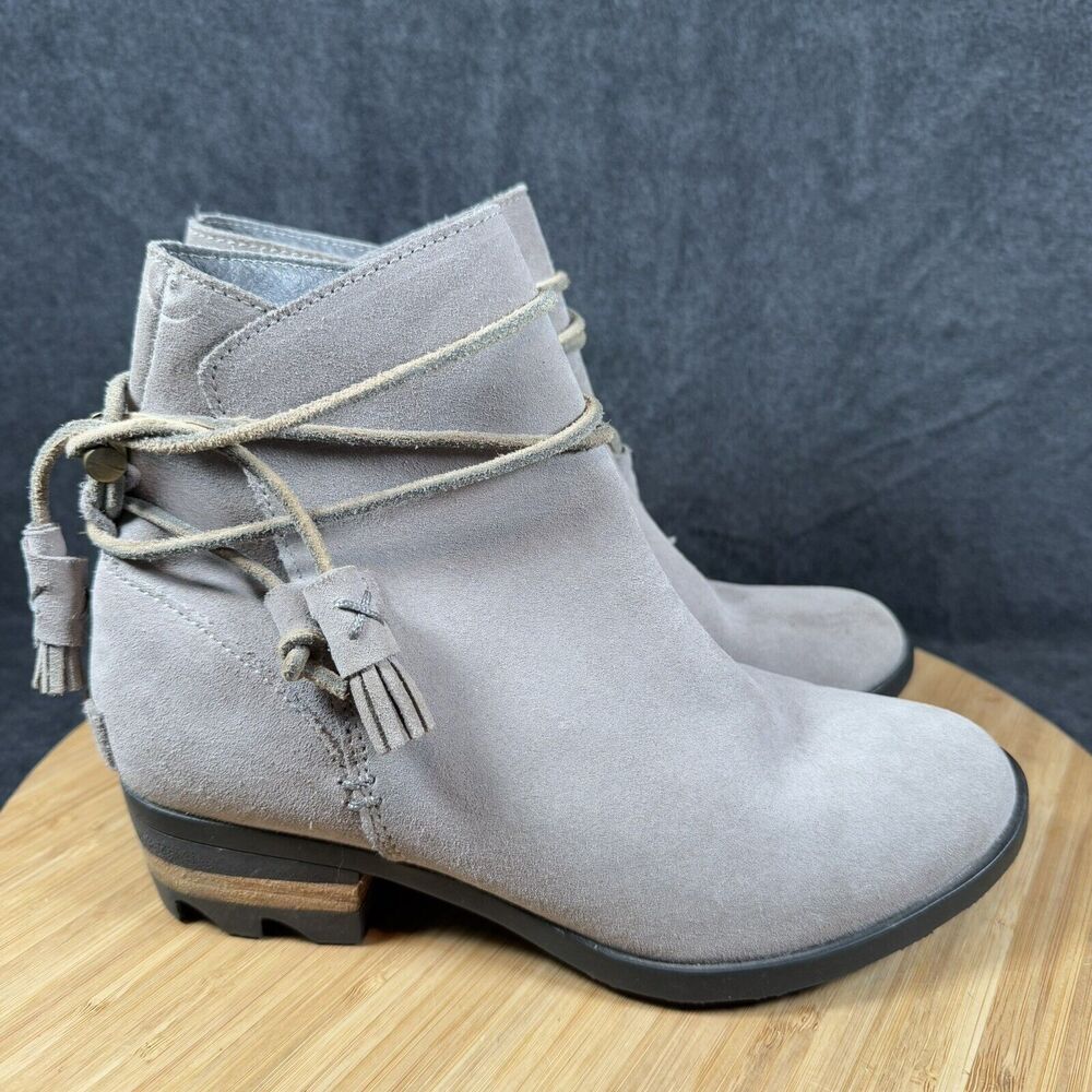 Sorel Farah Ankle Boot Women's Size 5 Kettle Ankle Suede Heeled NL2682-005 Grey